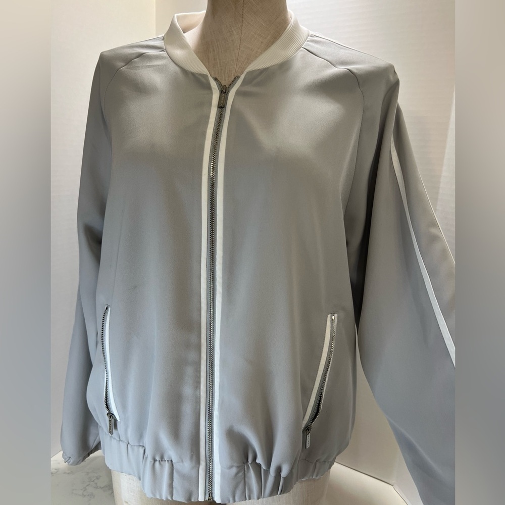 Women's Gray Bomber Jacket - Picture 2 of 13